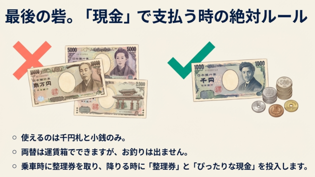 現金払いの注意点と両替の方法
