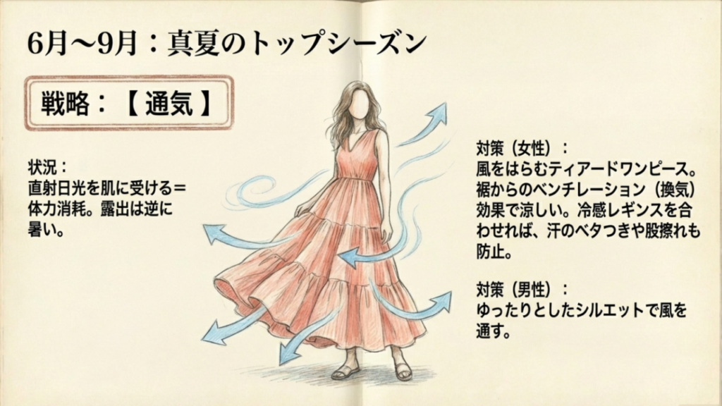 夏の沖縄旅行レディースコーデ・ティアードワンピースの通気性