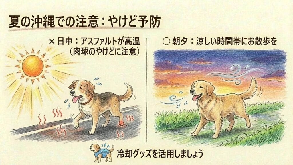 夏の沖縄での肉球やけど予防