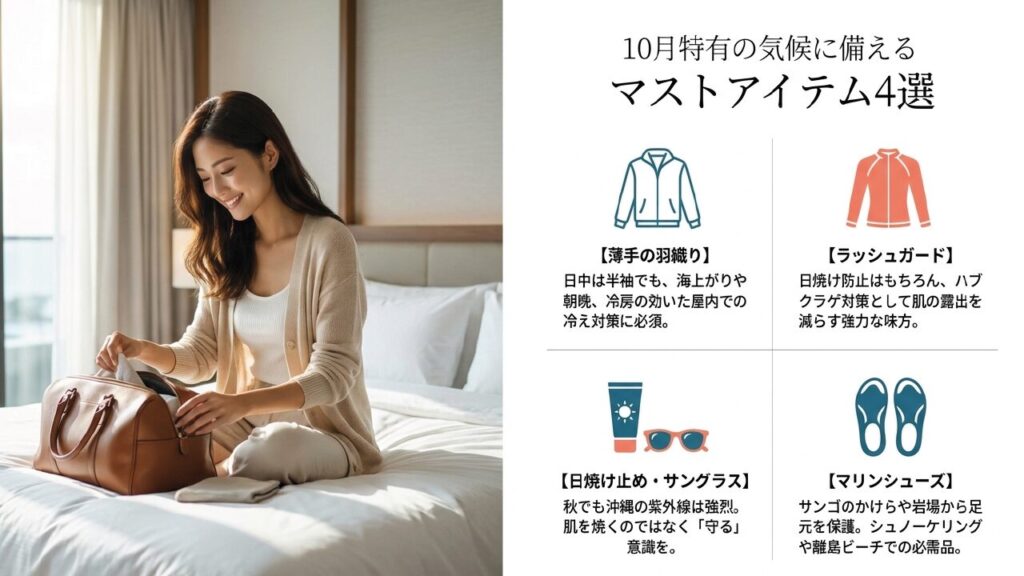 10月の沖縄の海で失敗しない持ち物