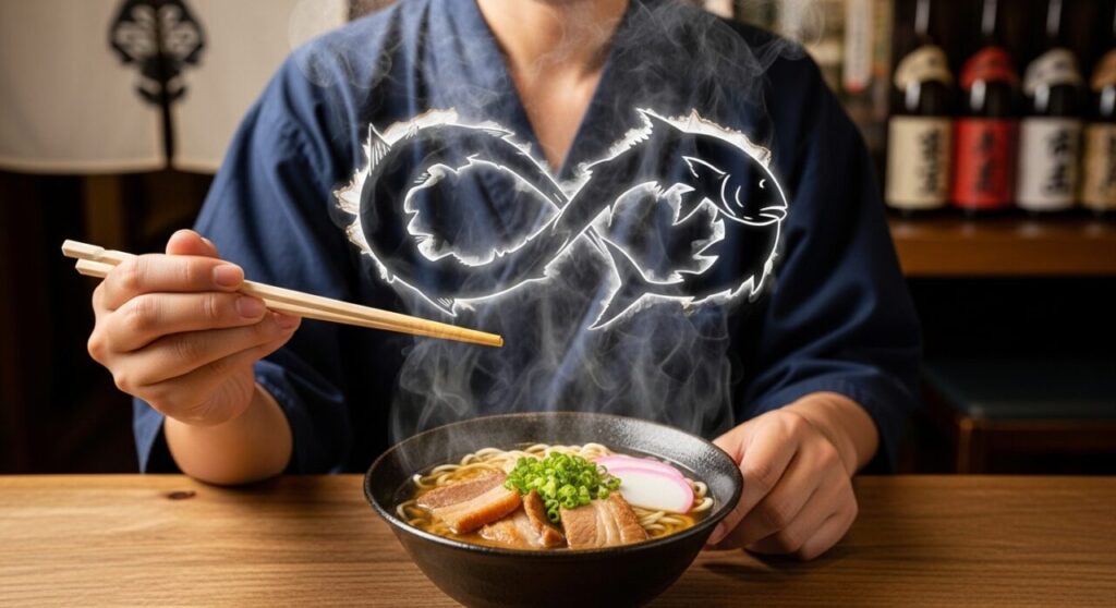 澄んだスープに凝縮された豚骨出汁の独自性