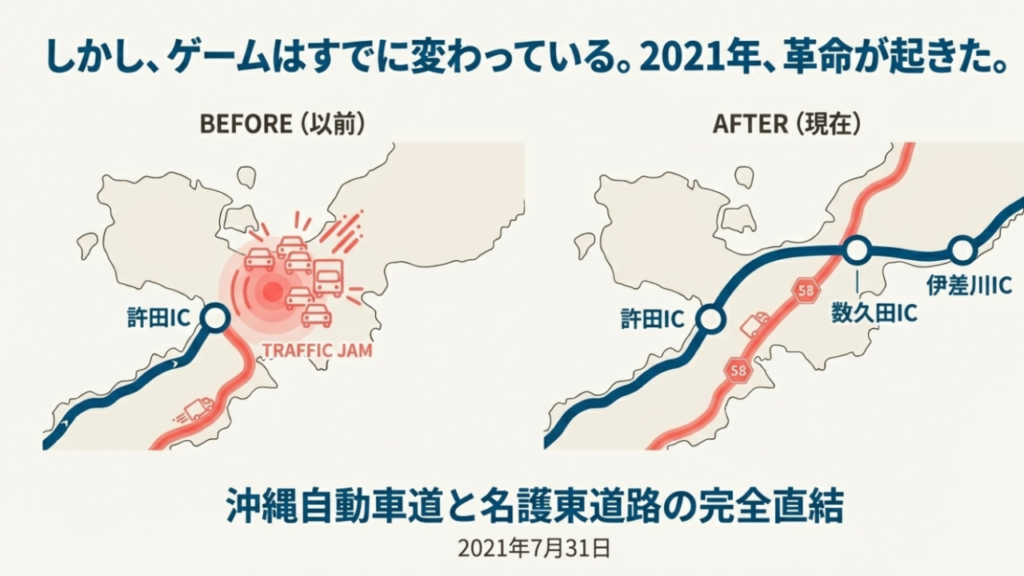 名護東道路と直結した現在のルート