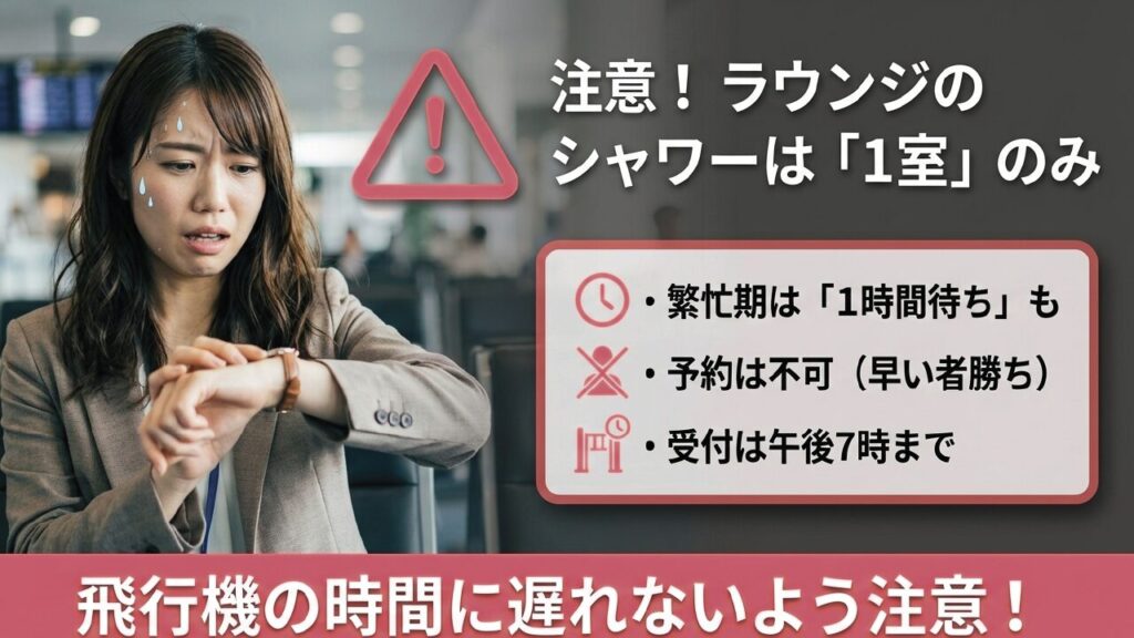 注意！ラウンジ華のシャワーは1室のみで繁忙期は1時間待ちの可能性も