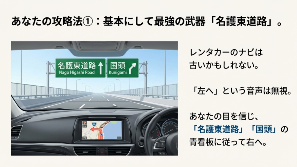 ナビで出ない名護東道路の活用法