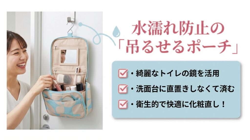水濡れ防止！衛生的に使える吊るせるポーチ