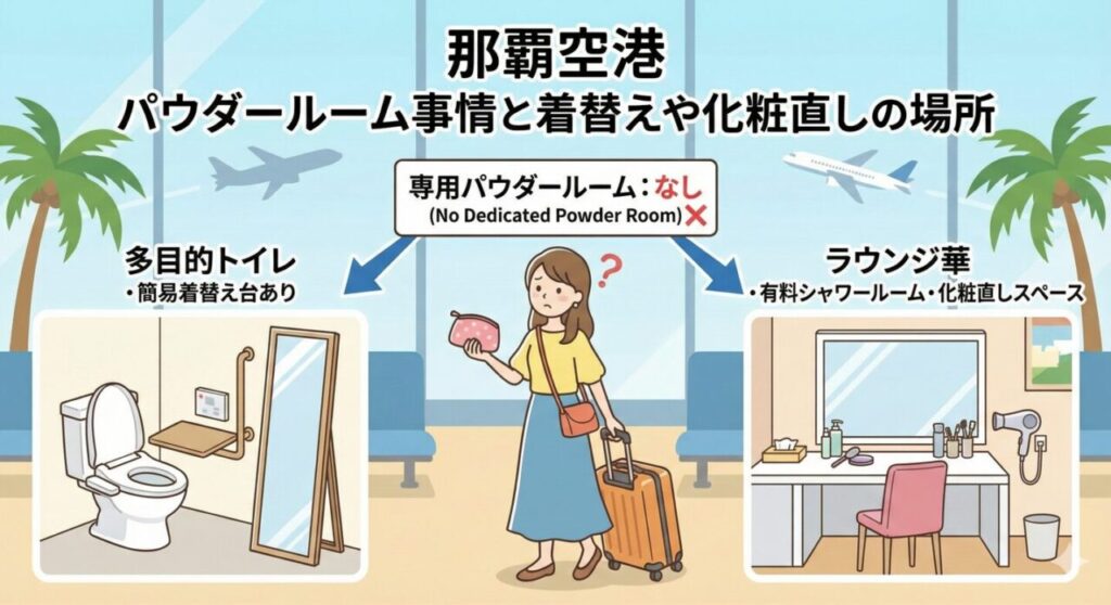 那覇空港 パウダールーム事情と着替えや化粧直しの場所