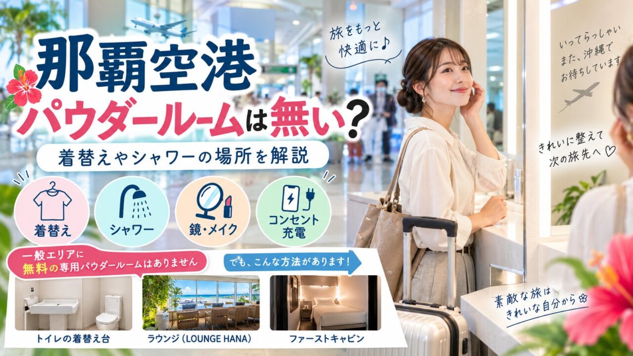 那覇空港 パウダールームは無い？着替えやシャワーの場所を解説