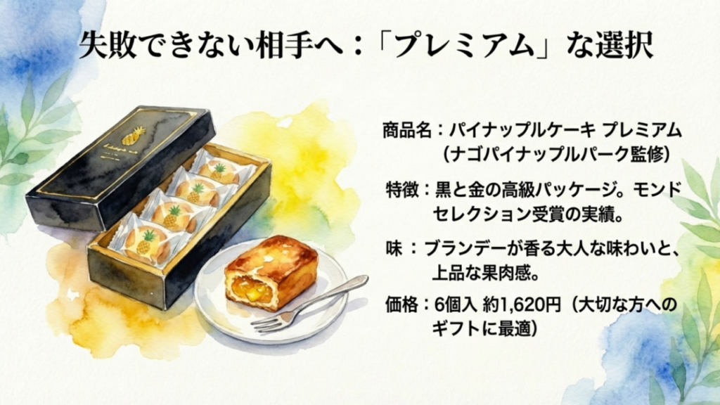 那覇空港で買えるパイナップルケーキ徹底比較!売り場とおすすめ 2 モンドセレクション受賞・ナゴパイナップルパーク監修のプレミアムパイナップルケーキ詳細