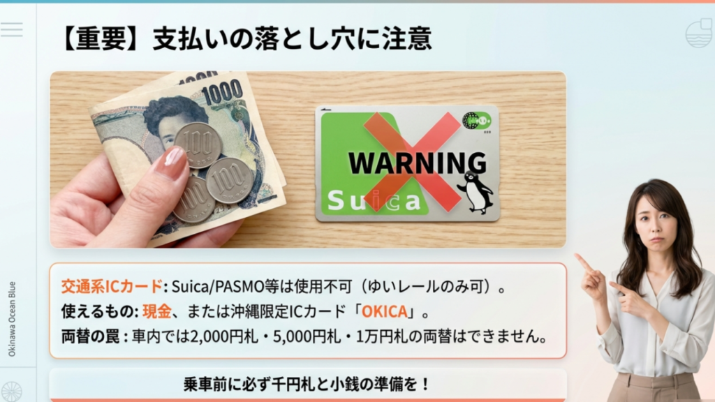 沖縄の路線バスでの支払い注意点：Suica不可、両替機は千円札のみ対応