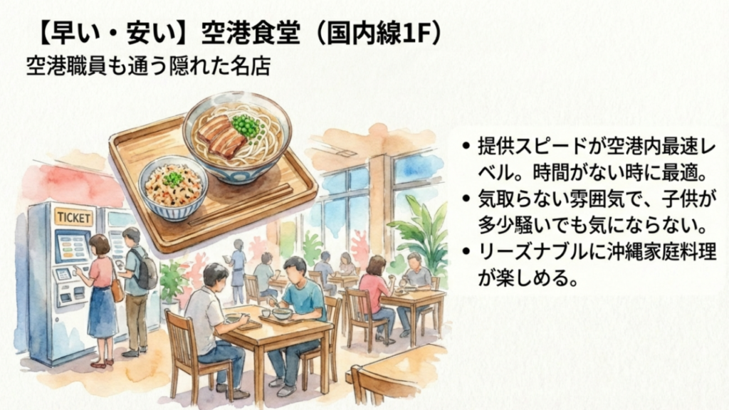那覇空港の子連れランチ!飛行機が見える店や穴場フードコートを紹介 9 空港食堂:安くて早い空港職員も通う名店