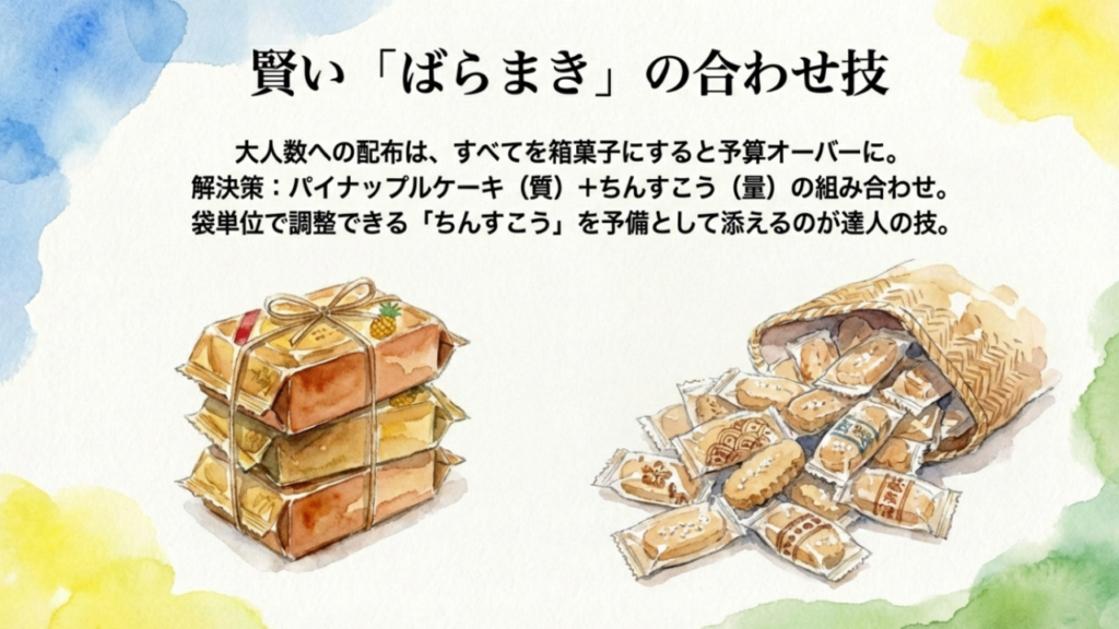 那覇空港で買えるパイナップルケーキ徹底比較!売り場とおすすめ 4 個包装のパイナップルケーキとちんすこうを組み合わせたばらまき土産のアイデア