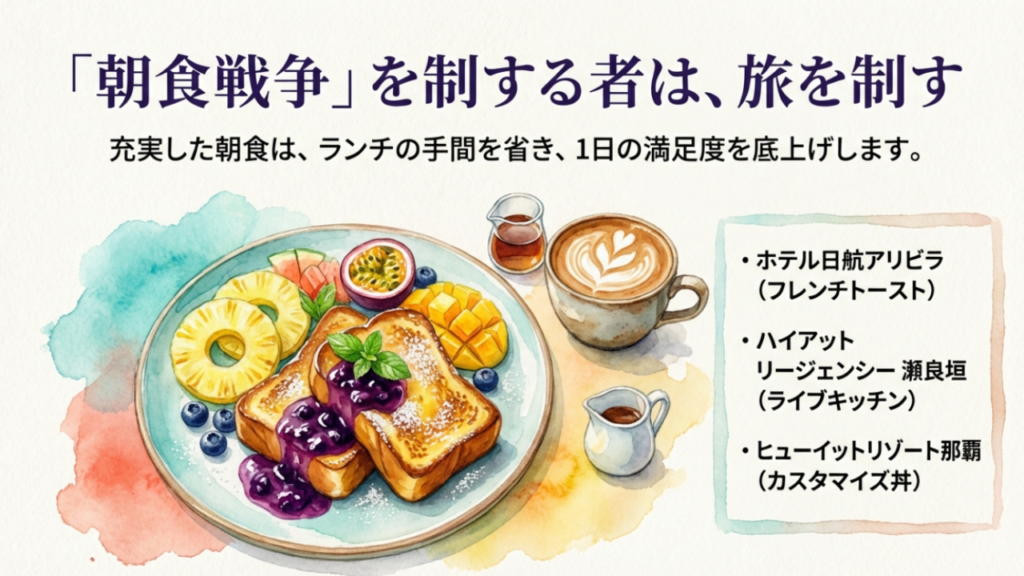 沖縄ホテルの豪華な朝食・フレンチトーストや海鮮丼