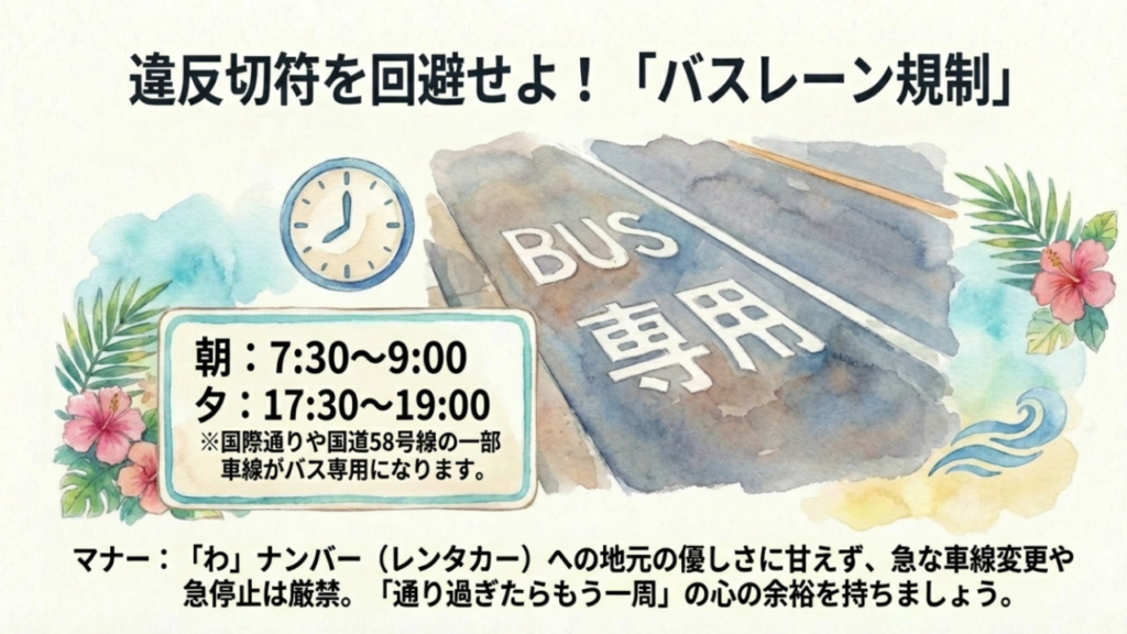 【2026年版】国際通りの停めやすい駐車場!安い・広い・予約可な穴場 18 沖縄のバスレーン規制時間帯と標識の注意点
