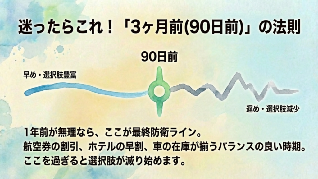 沖縄旅行の予約は3ヶ月前（90日前）がベストバランス。航空券、ホテル、レンタカーの選択肢が豊富な最終防衛ライン