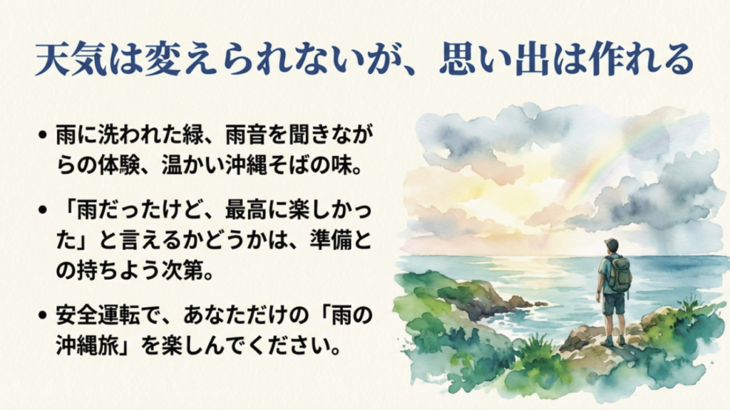 天気は変えられないが思い出は作れる、雨の沖縄を楽しむための心構え