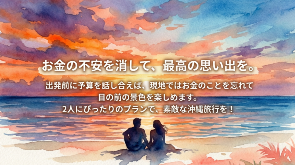 出発前に予算を話し合い、現地ではお金の不安なく楽しむためのメッセージスライド