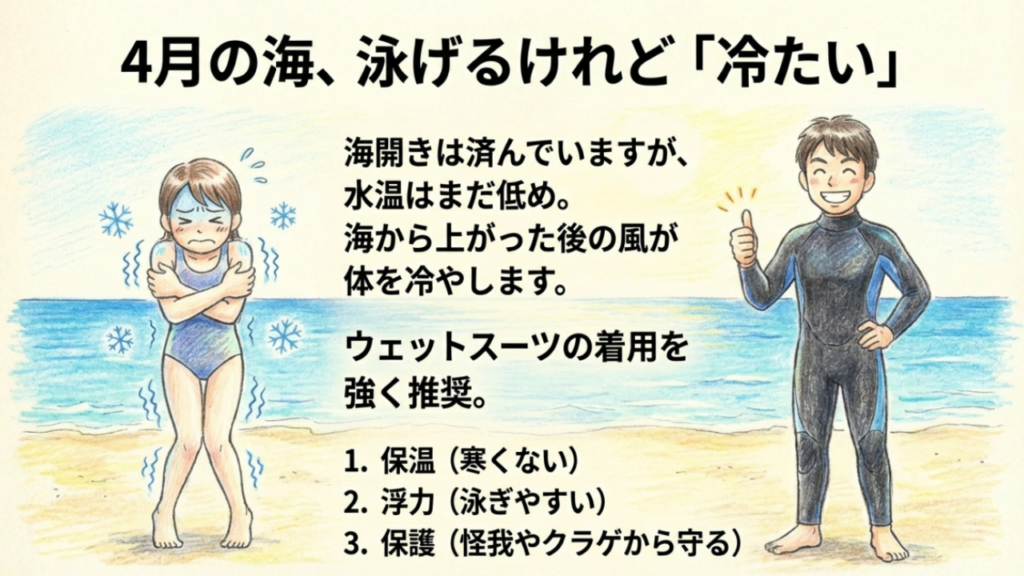 4月の海で泳ぐならウェットスーツがおすすめ