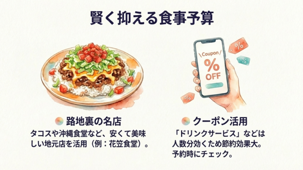 沖縄食堂やクーポン活用で食事代を節約する方法