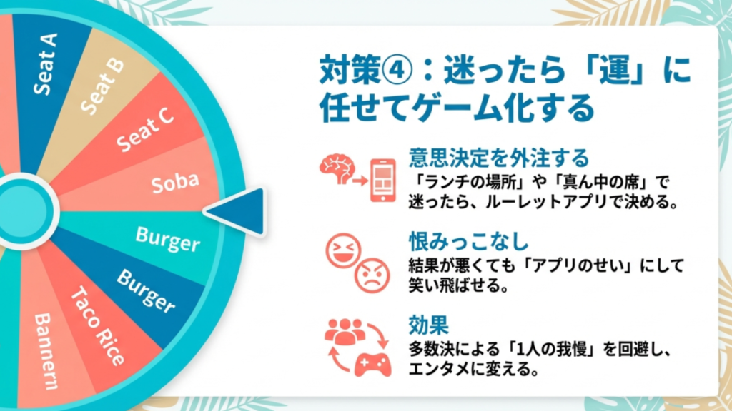 意思決定を外注して多数決の我慢を回避 迷ったらルーレットアプリで運に任せてゲーム化する