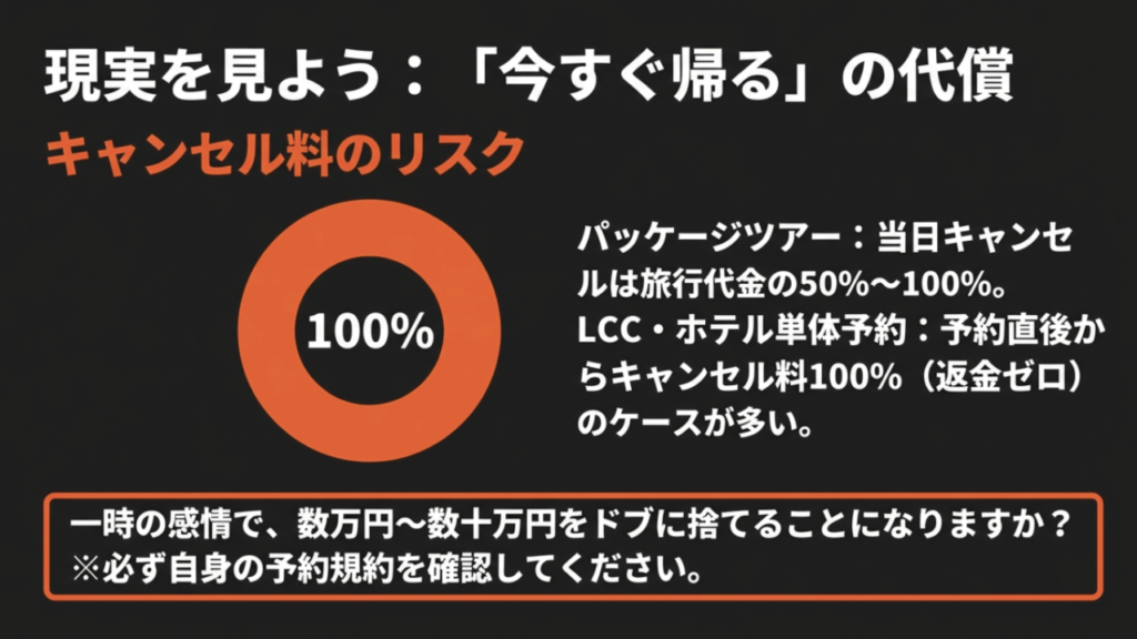 キャンセル料100%のリスク