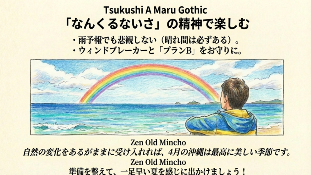 雨上がりの沖縄の海にかかる虹