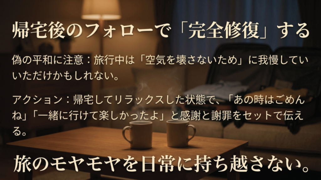 帰宅後のフォローで完全修復する