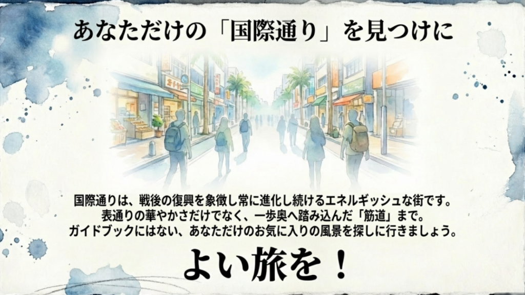 国際通りに何がある?観光もグルメも満喫する完全ガイド 19 あなただけの国際通りを見つけに:旅の締めくくりメッセージ