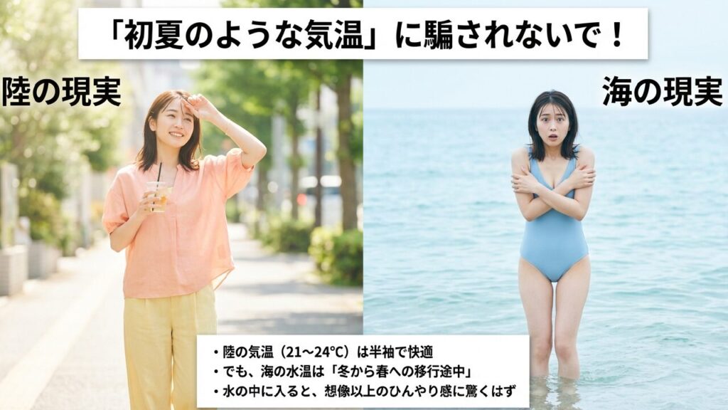 陸の現実と海の現実 陸の気温と海の水温のギャップ