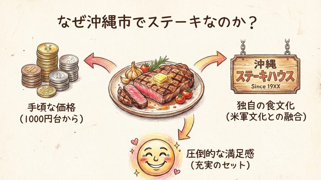 安さの理由は?沖縄市でステーキが安い名店と失敗しない選び方 1 沖縄市でステーキが手頃な価格で楽しめる理由と圧倒的な満足感