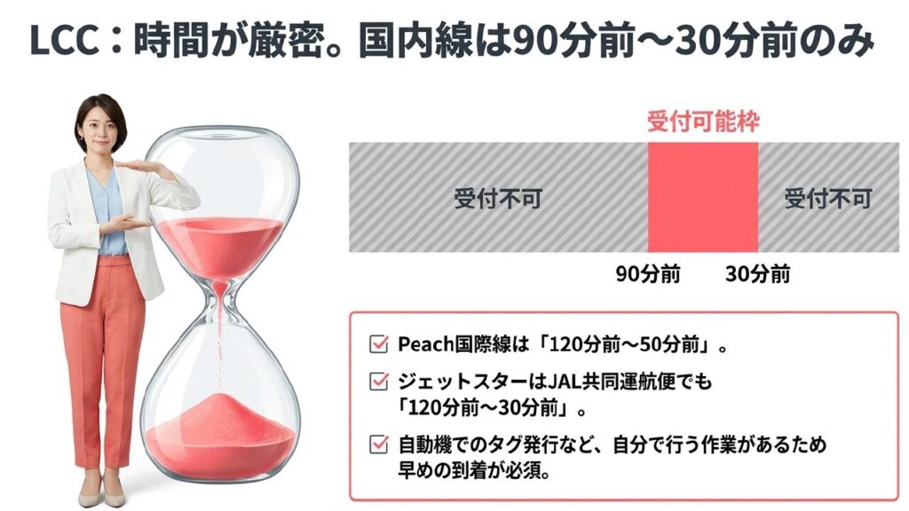 那覇空港の荷物預けは何時間前から可能?各社の規定と賢い過ごし方 5 ピーチやLCCの手荷物預け時間は国内線90分前から30分前までと厳密