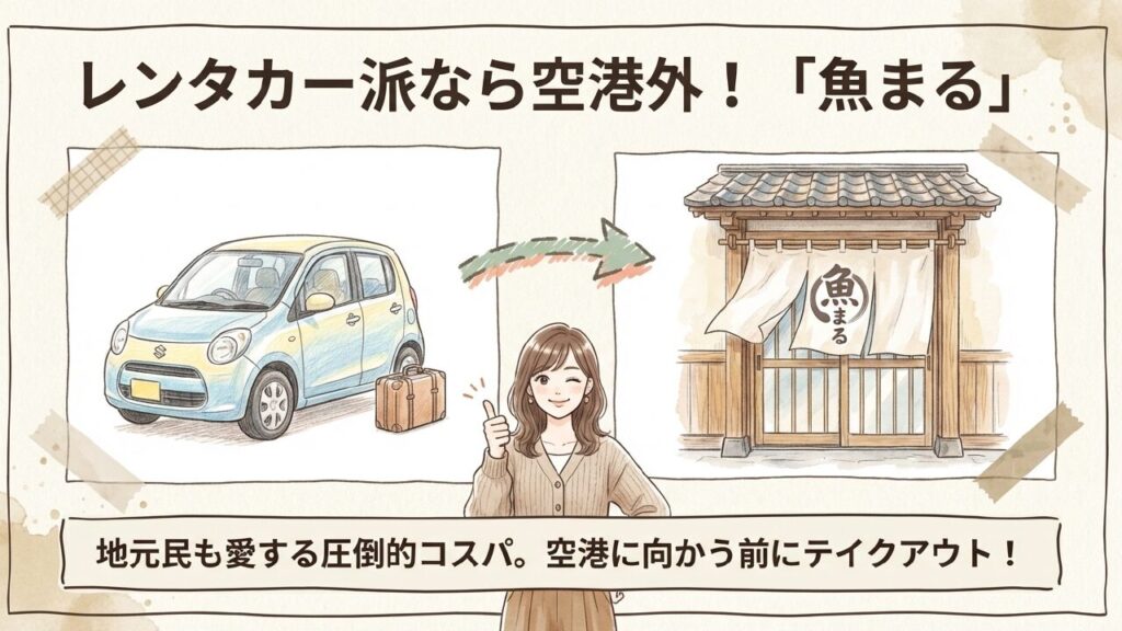 空港外のおすすめ「魚まる」 レンタカー派におすすめの空港外店舗「魚まる」