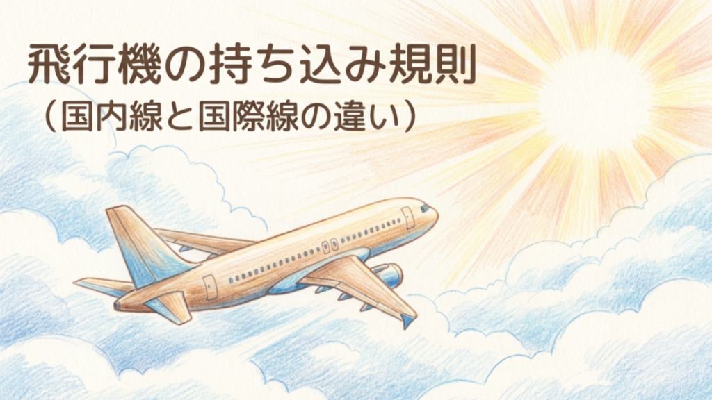 飛行機の持ち込み規則：国内線と国際線の違いについての扉絵スライド