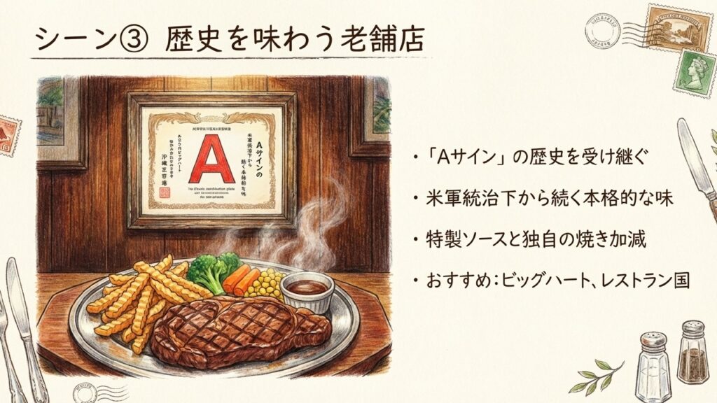 安さの理由は?沖縄市でステーキが安い名店と失敗しない選び方 6 米軍統治下から続くAサインの歴史を味わう老舗ステーキ店