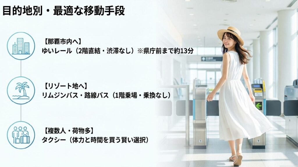 那覇市内やリゾート地など目的地別の最適な移動手段一覧