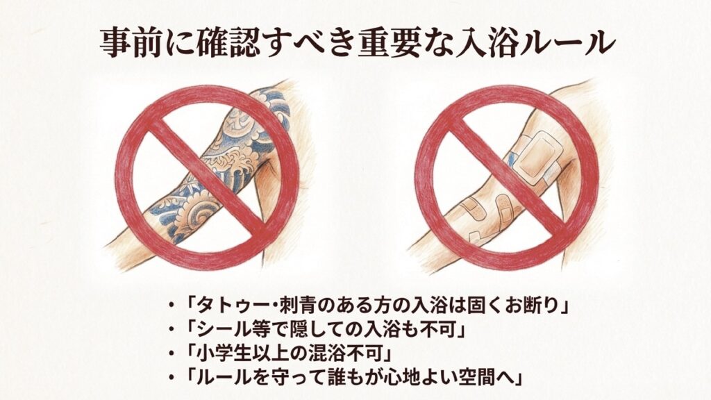 タトゥー・刺青のある方の入浴はお断りなど事前に確認すべき重要な入浴ルール