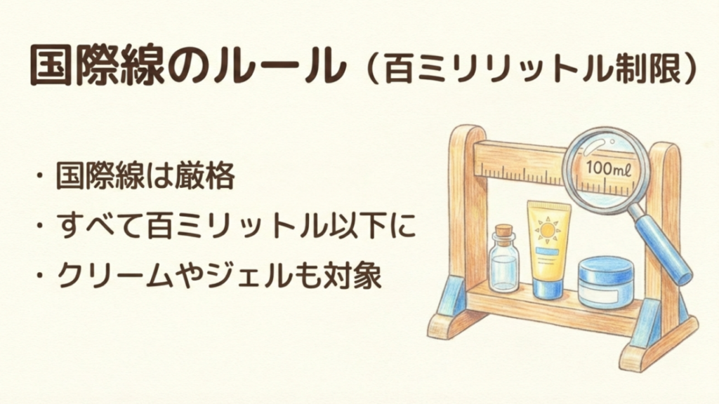 国際線の100mlルール：全ての液体、ジェル、クリームを100ml以下の容器に入れる厳格な制限の解説