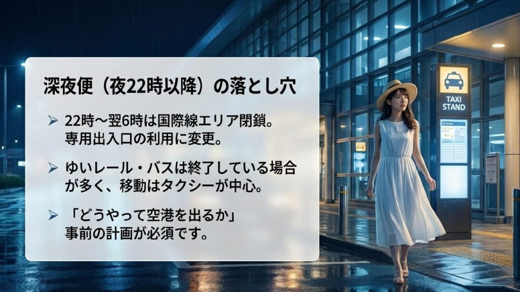 22時以降の国際線エリア閉鎖や交通機関終了による深夜便の注意点