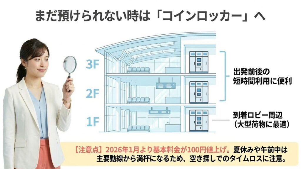 那覇空港の荷物預けは何時間前から可能?各社の規定と賢い過ごし方 8 那覇空港の1階・2階・3階コインロッカー設置場所と特徴
