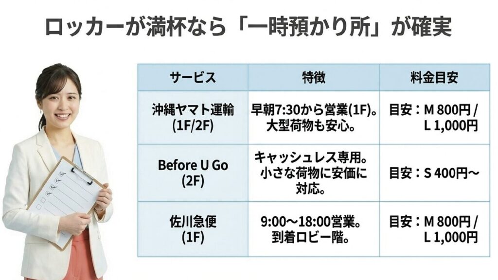 那覇空港の荷物預けは何時間前から可能?各社の規定と賢い過ごし方 9 那覇空港でロッカーが満杯の時に便利な一時預かり所