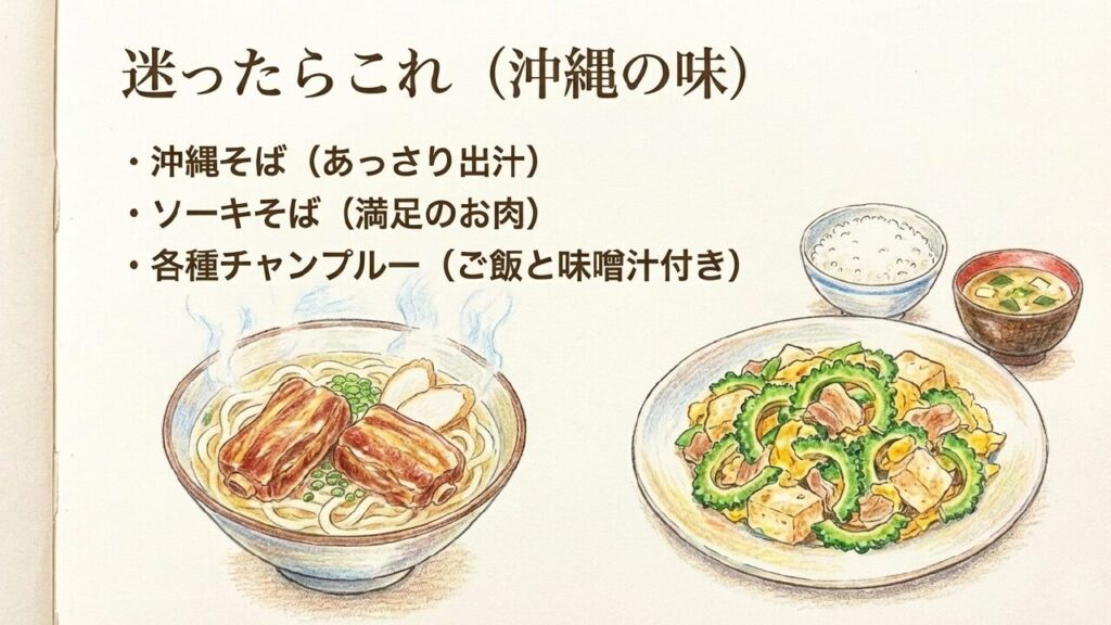 迷ったらこれ！沖縄そば、ソーキそば、各種チャンプルー