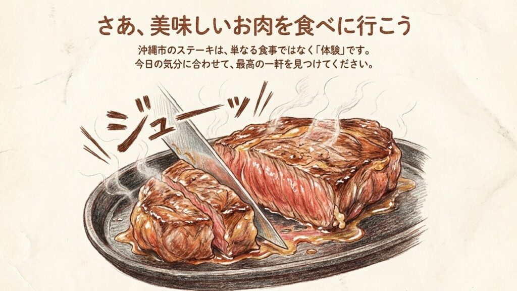 安さの理由は?沖縄市でステーキが安い名店と失敗しない選び方 12 熱々の鉄板で提供される美味しい沖縄ステーキ・さあ食べに行こう
