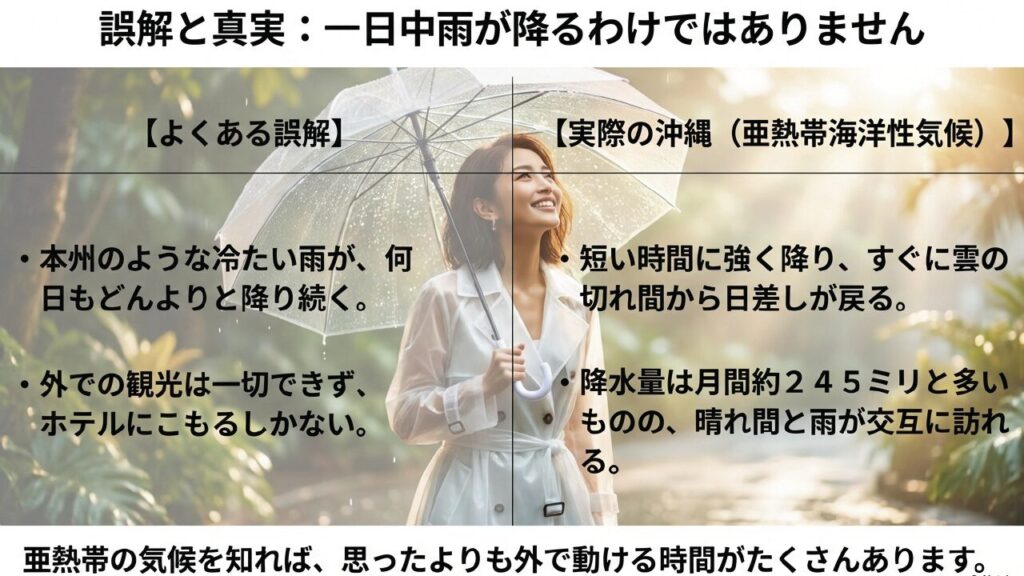 沖縄の梅雨の誤解と真実 1日中雨が降るわけではない