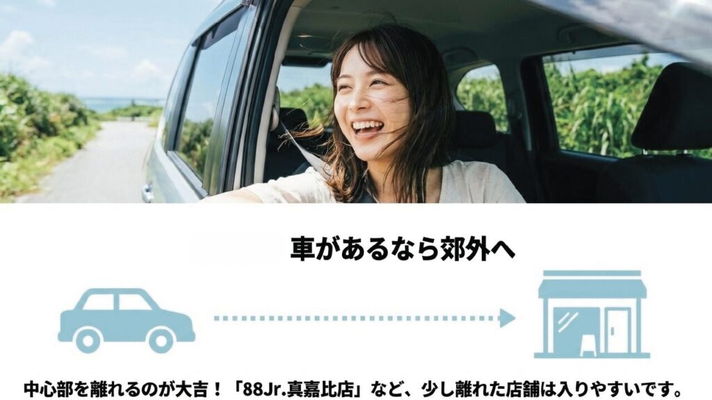 ステーキハウス88は予約なしで入れる?待ち時間と穴場店舗 1 レンタカーなどの車があるならステーキハウス88の郊外店舗がおすすめ