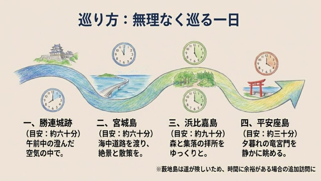 パワースポット巡りモデルコース 勝連城跡から離島を無理なく巡るおすすめの一日モデルコース