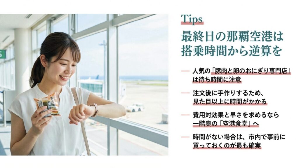 最終日の那覇空港は搭乗時間から逆算を