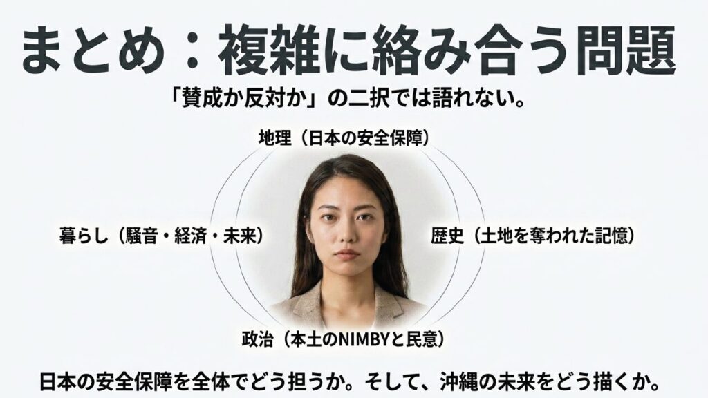 地理、暮らし、歴史、政治が複雑に絡み合う基地問題