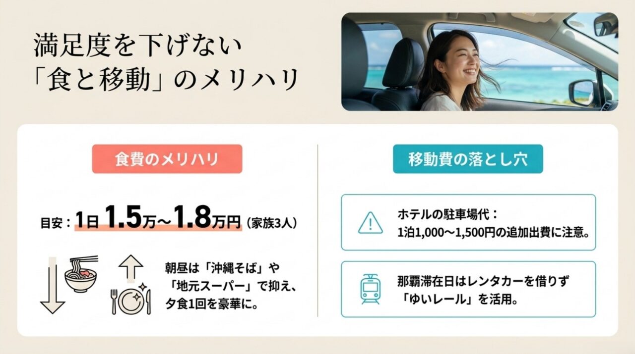 家族3人の1日食費目安とホテル駐車場やレンタカー費用を抑える方法