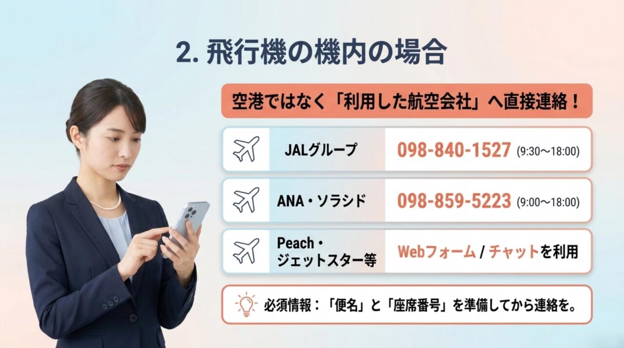 那覇空港でJAL ANA Peachなど機内忘れ物をしたときの問い合わせ先