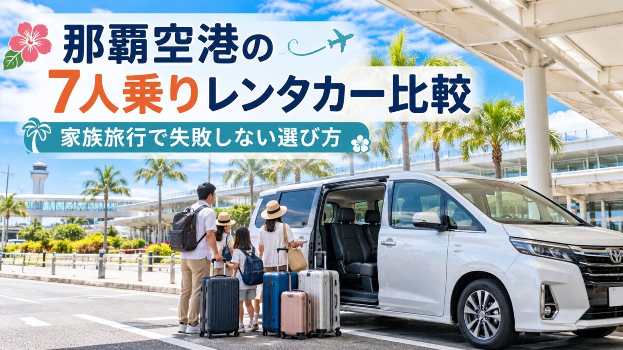 那覇空港で7人乗りレンタカーを選ぶときは、乗車人数だけでなく荷物量や車内の広さまで比較するのがポイントです。