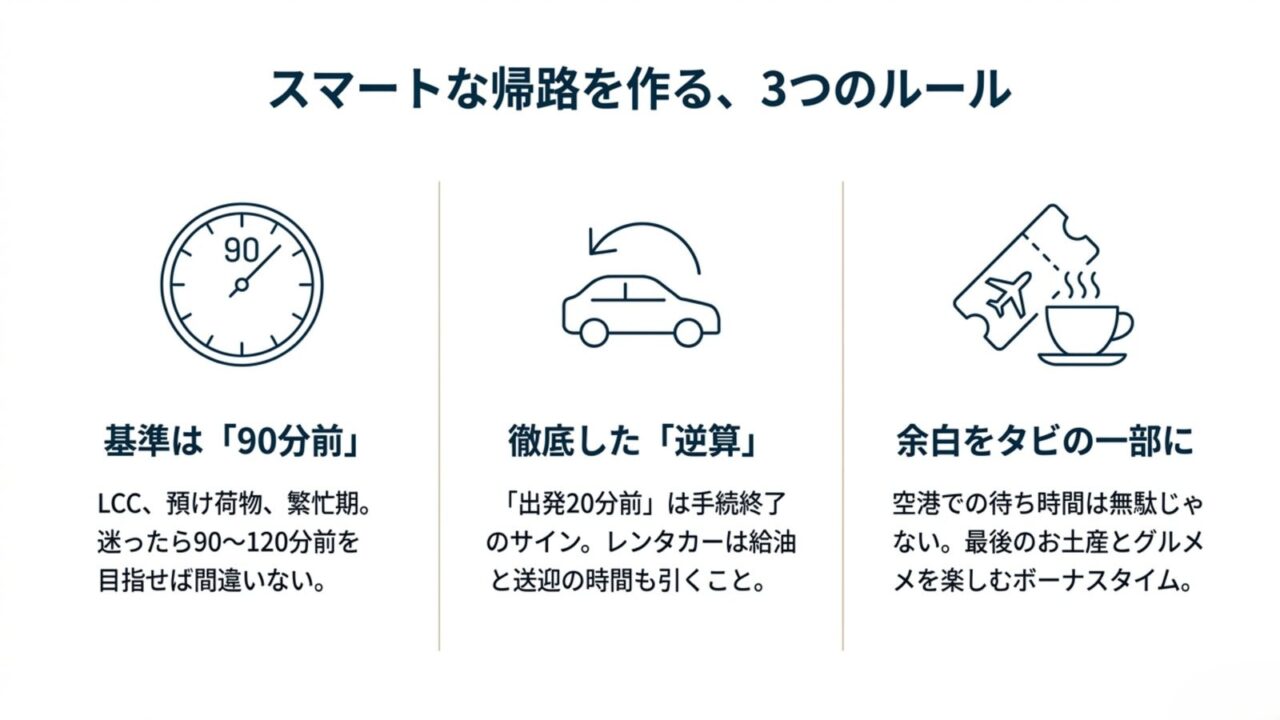 90分前を基準にする、時間を逆算する、空港での余白を旅の一部にする3つのルール